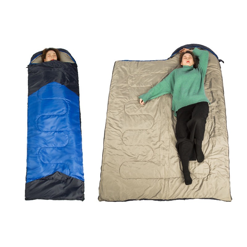 Saco de dormir doble portátil ligero para adultos al aire libre que empalma